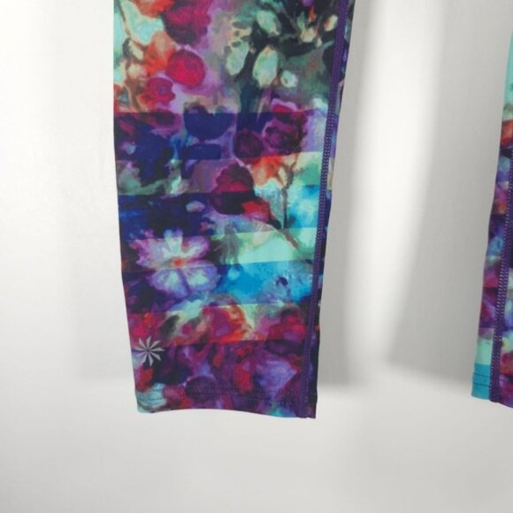 ATHLETA Floral Fade Sonar Capri Leggings Watercolor Back Zip Pocket Size XS - Picture 10 of 12